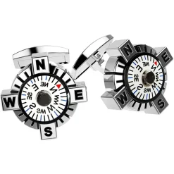 Cheap Zancan Silver Cufflinks With White Compass. Boutons De Manchette