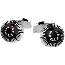 Online Zancan Silver Cufflinks With Black Compass. Boutons De Manchette