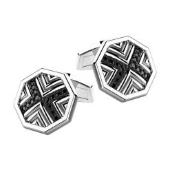 Best Zancan Silver Cufflinks With Black Stones. Boutons De Manchette