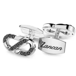 Hot Zancan Silver Cufflinks With Black Stones. Boutons De Manchette