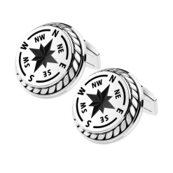 Sale Zancan Silver Cufflinks With Wind Rose. Boutons De Manchette