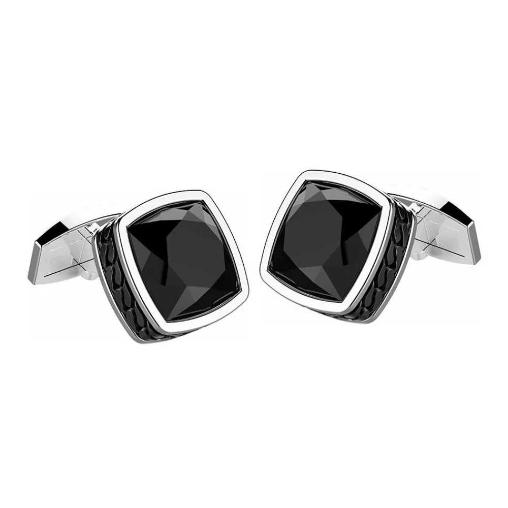 Hot Zancan Silver Cufflinks With Onyx. Boutons De Manchette