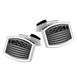 Store Zancan Silver Cufflinks With Black Stones. Boutons De Manchette