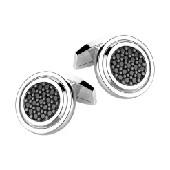 Best Sale Zancan Silver Cufflinks With Black Stones. Boutons De Manchette