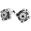 Clearance Zancan Silver Cufflinks With White Compass And Black Spinels. Boutons De Manchette