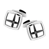 New Zancan Silver Cufflinks With Black Stone. Boutons De Manchette