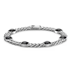 Sale Zancan Silver Curb Chain Bracelet With Black Stones. Bracelets