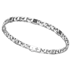 Store Zancan Silver Curb Chain Bracelet With Black Stones. Bracelets