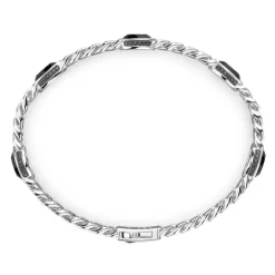 Clearance Zancan Silver Curb Chain Bracelet With Black Stones. Bracelets