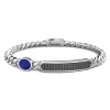 Shop Zancan Silver Curb Chain Bracelet With Tag And Blue Stone. Bracelets