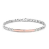 Online Zancan Silver Curb Chain Bracelet With Tag And Rose Gold Inserts. Bracelets