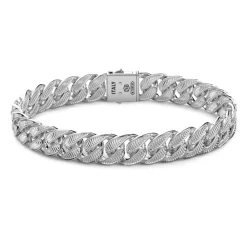 Hot Zancan Silver Curb Chain Bracelet With Striated Finish. Bracelets
