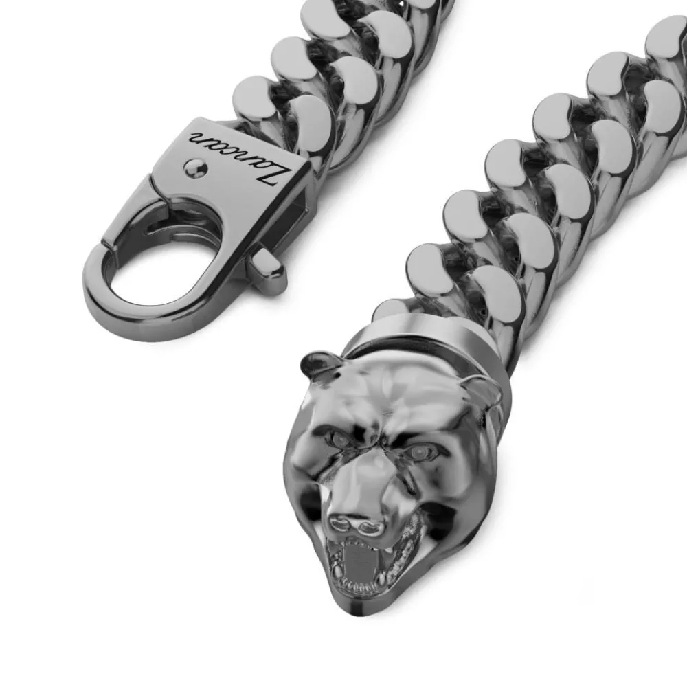 New Zancan Silver Curb Chain Bracelet With Bear Head Closure. Bracelets
