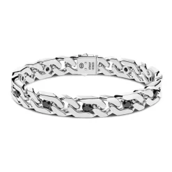 Flash Sale Zancan Silver Curb Chain Bracelet With Black Stones. Bracelets