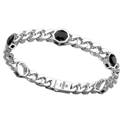 Flash Sale Zancan Silver Curb Chain Bracelet With Onyx Stones. Bracelets