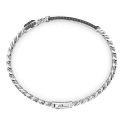 Cheap Zancan Silver Curb Chain Bracelet With Tag And Black Stone. Bracelets