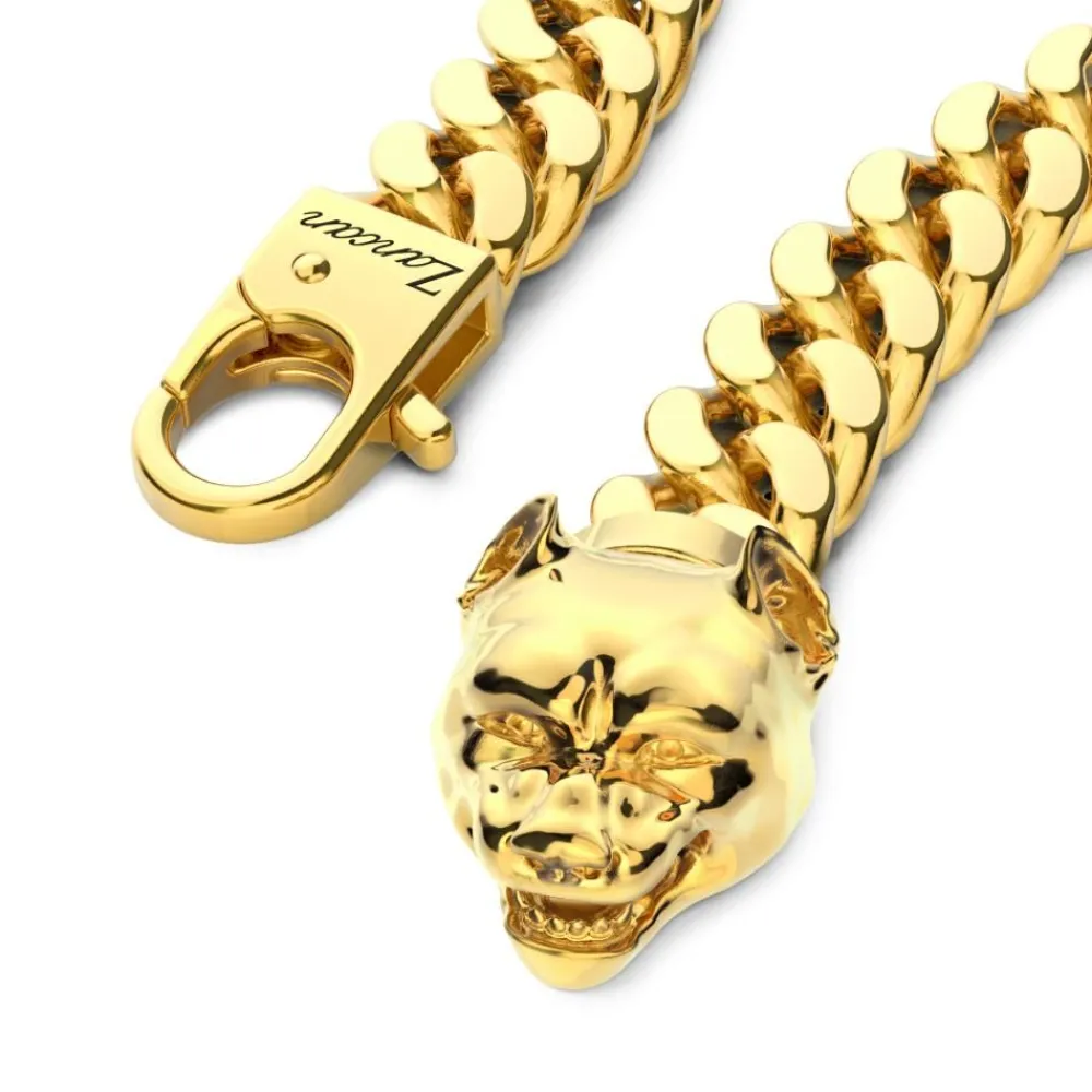 Store Zancan Silver Curb Chain Bracelet With Pit Bull Head Closure. Bracelets