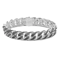 Clearance Zancan Silver Curb Chain Bracelet With Black Striated Finish. Bracelets