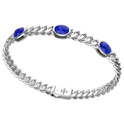 Best Sale Zancan Silver Curb Chain Bracelet With Lapis Lazuli Stones. Bracelets