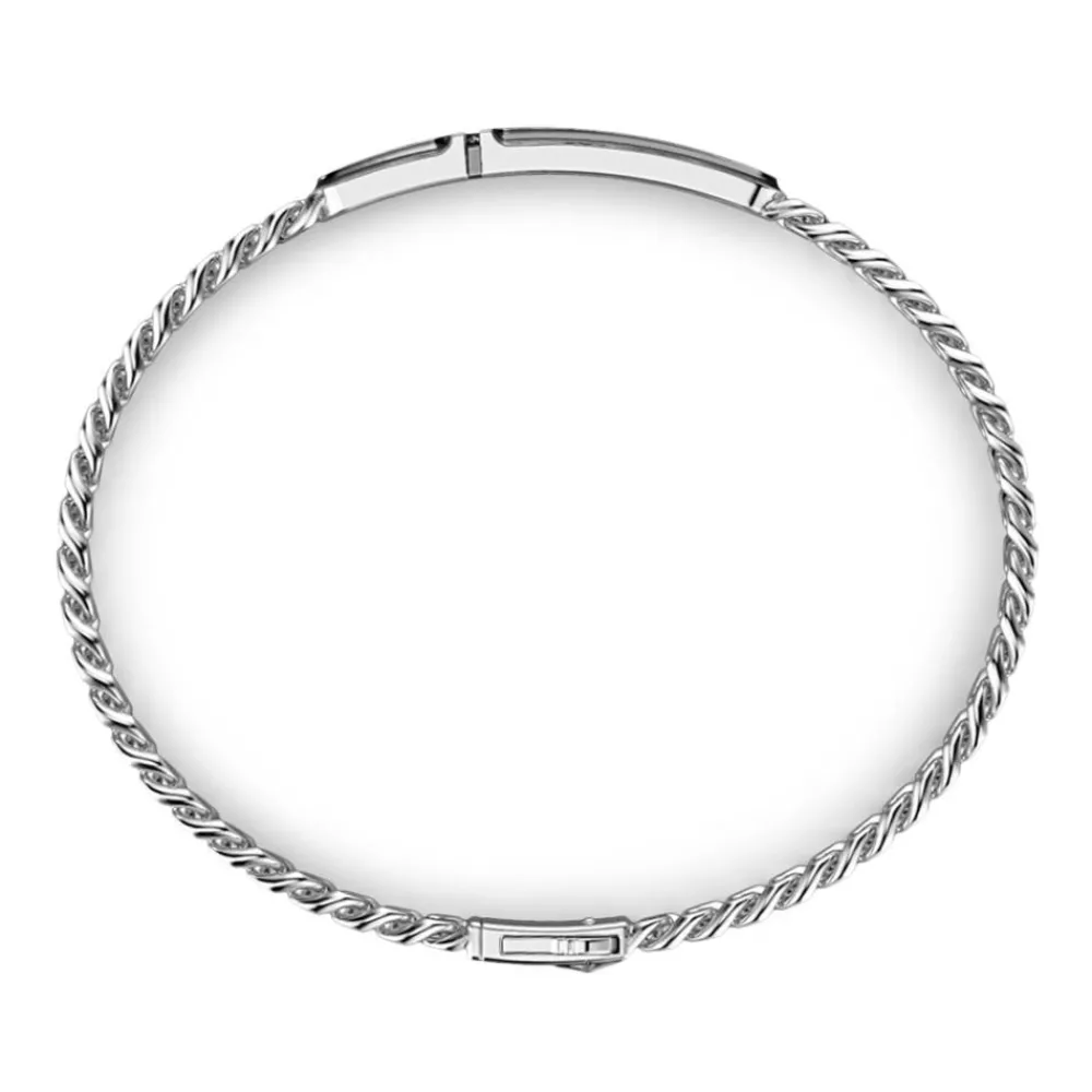 Clearance Zancan Silver Curb Chain Bracelet With Tag And Black Stone. Bracelets