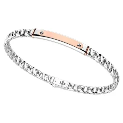 Flash Sale Zancan Silver Curb Chain Bracelet With Tag And Rose Gold Inserts. Bracelets