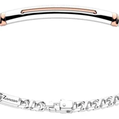 Cheap Zancan Silver Curb Chain Bracelet With Tag And Rose Gold Inserts. Bracelets