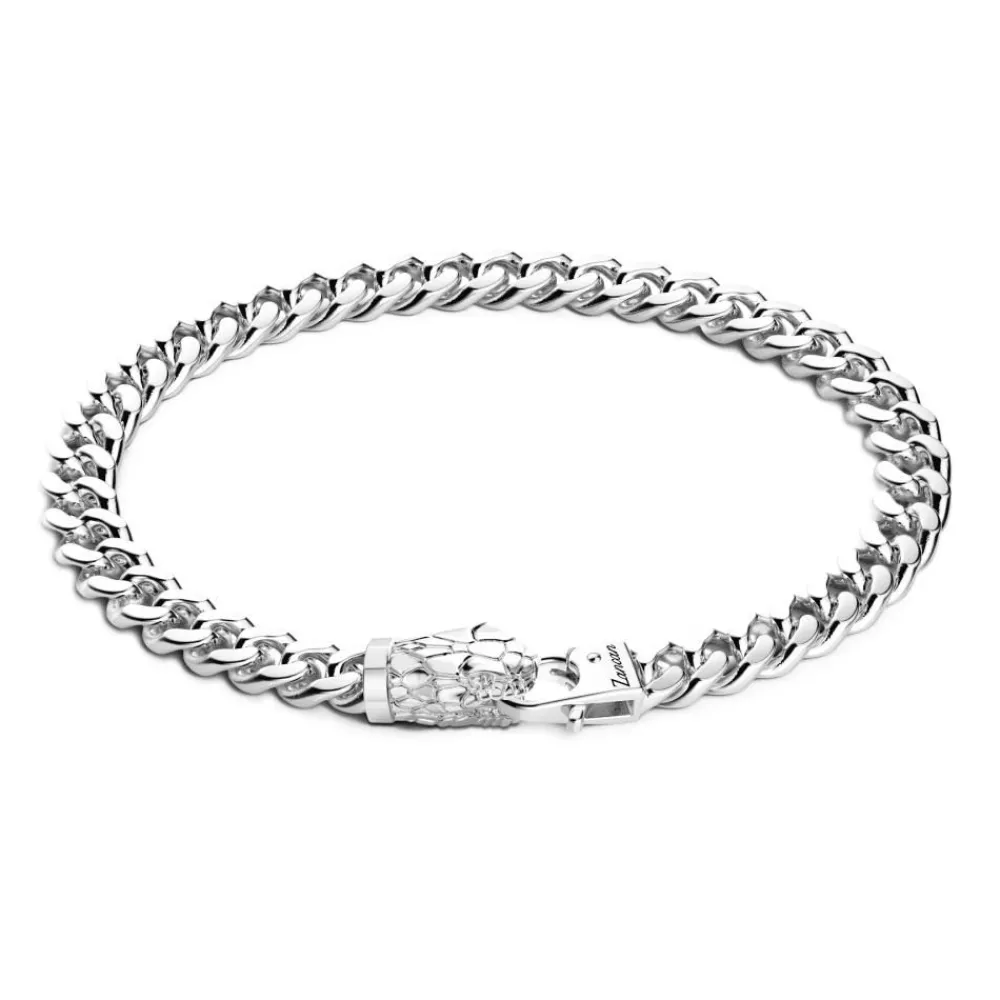 Clearance Zancan Silver Curb Chain Bracelet With Snake Head Closure. Bracelets