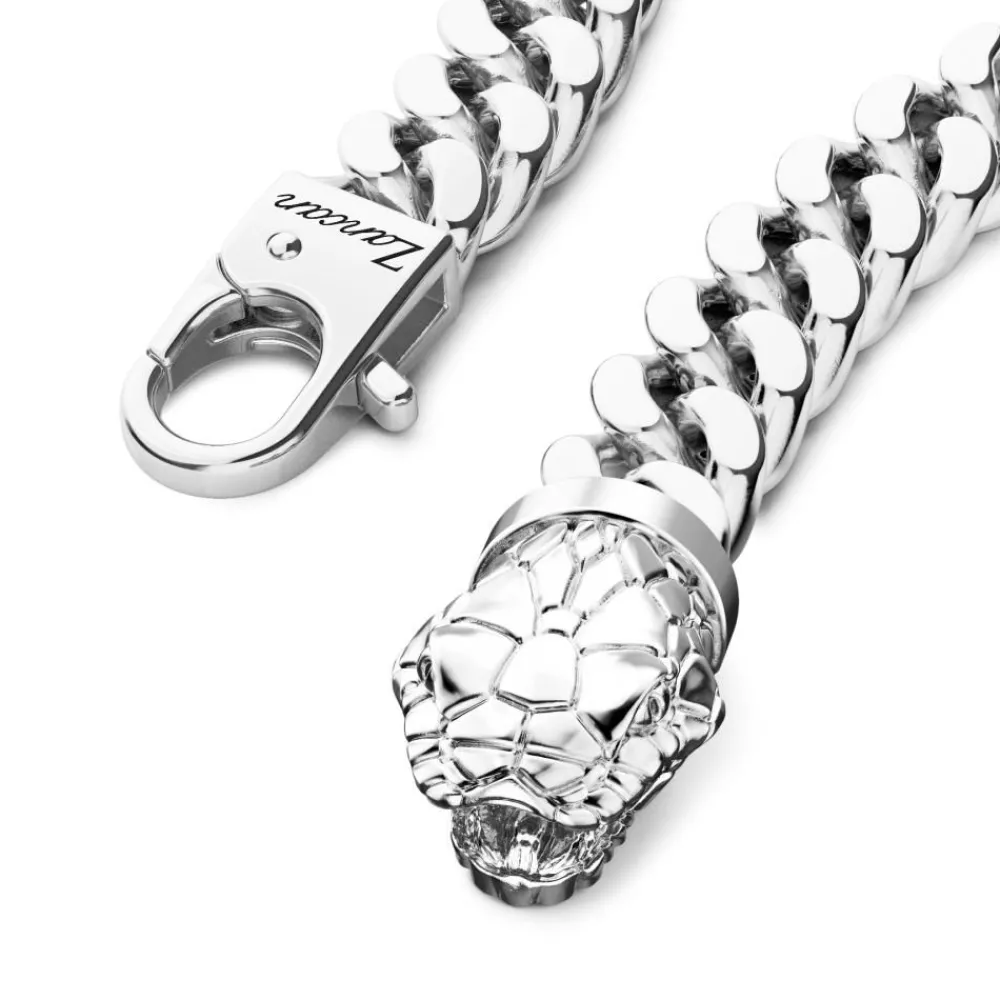Clearance Zancan Silver Curb Chain Bracelet With Snake Head Closure. Bracelets