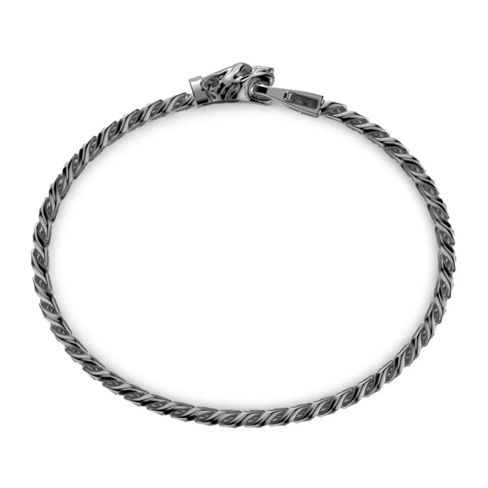 Shop Zancan Silver Curb Chain Bracelet With Panther Head Closure. Bracelets