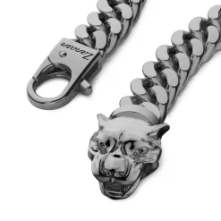 Shop Zancan Silver Curb Chain Bracelet With Panther Head Closure. Bracelets