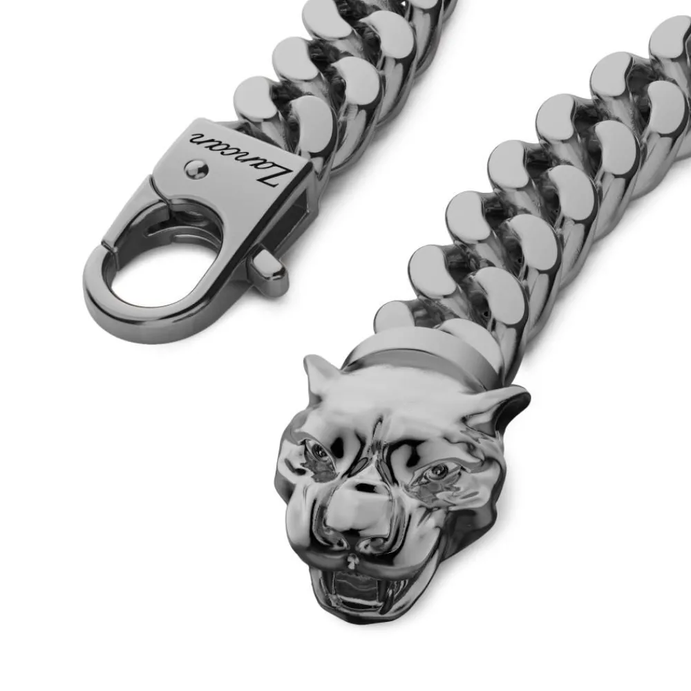 Shop Zancan Silver Curb Chain Bracelet With Panther Head Closure. Bracelets