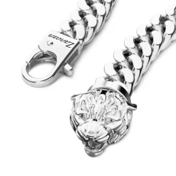 Cheap Zancan Silver Curb Chain Bracelet With Tiger Head Closure. Bracelets