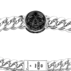 Store Zancan Silver Curb Chain Bracelet With Skulls. Bracelets