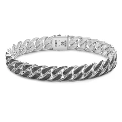 Best Zancan Silver Curb Chain Bracelet With Black Striated Finish. Bracelets