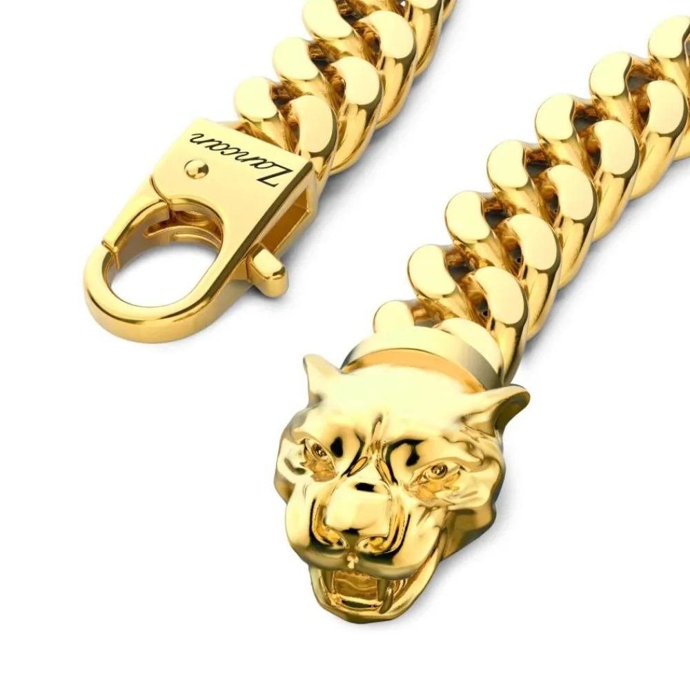 New Zancan Silver Curb Chain Bracelet With Panther Head Closure. Bracelets