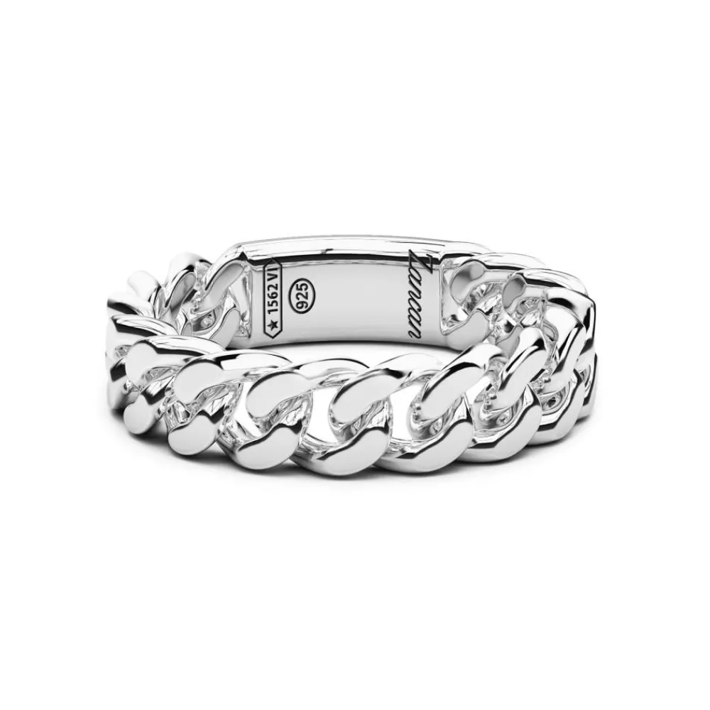 Shop Zancan Silver Curb Chain Ring. Bagues