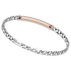 New Zancan Silver Curb Chain Bracelet With Tag And Rose Gold Inserts. Bracelets