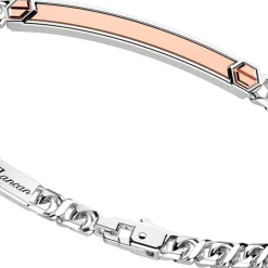 New Zancan Silver Curb Chain Bracelet With Tag And Rose Gold Inserts. Bracelets