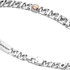 Hot Zancan Silver Curb Chain Bracelet With Rose Gold Screws. Bracelets