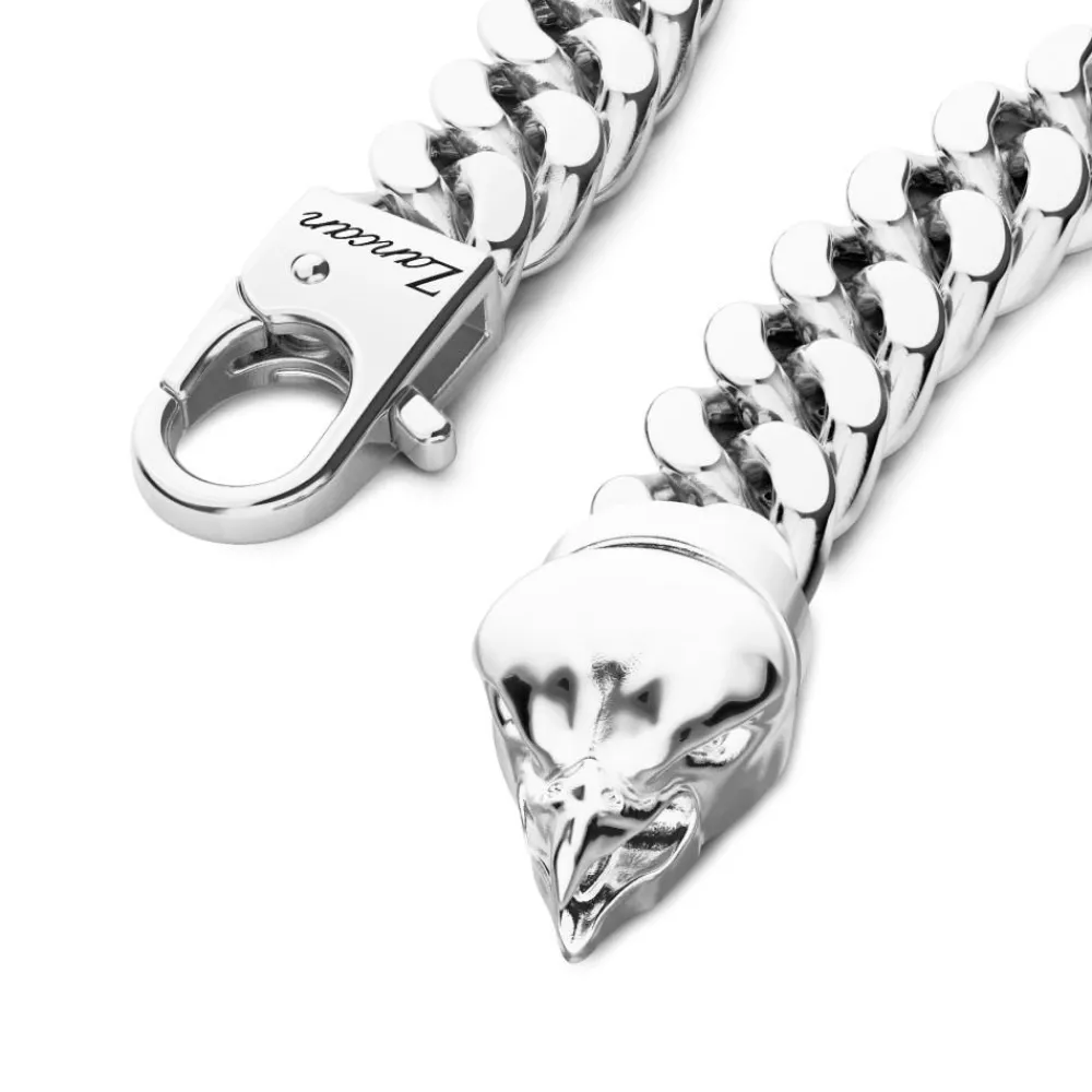 Shop Zancan Silver Curb Chain Bracelet With Eagle Head Closure. Bracelets
