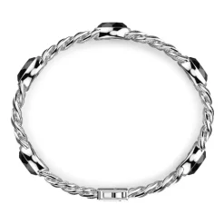 Online Zancan Silver Curb Chain Bracelet With Striated Black Finish And Onyx Stone. Bracelets