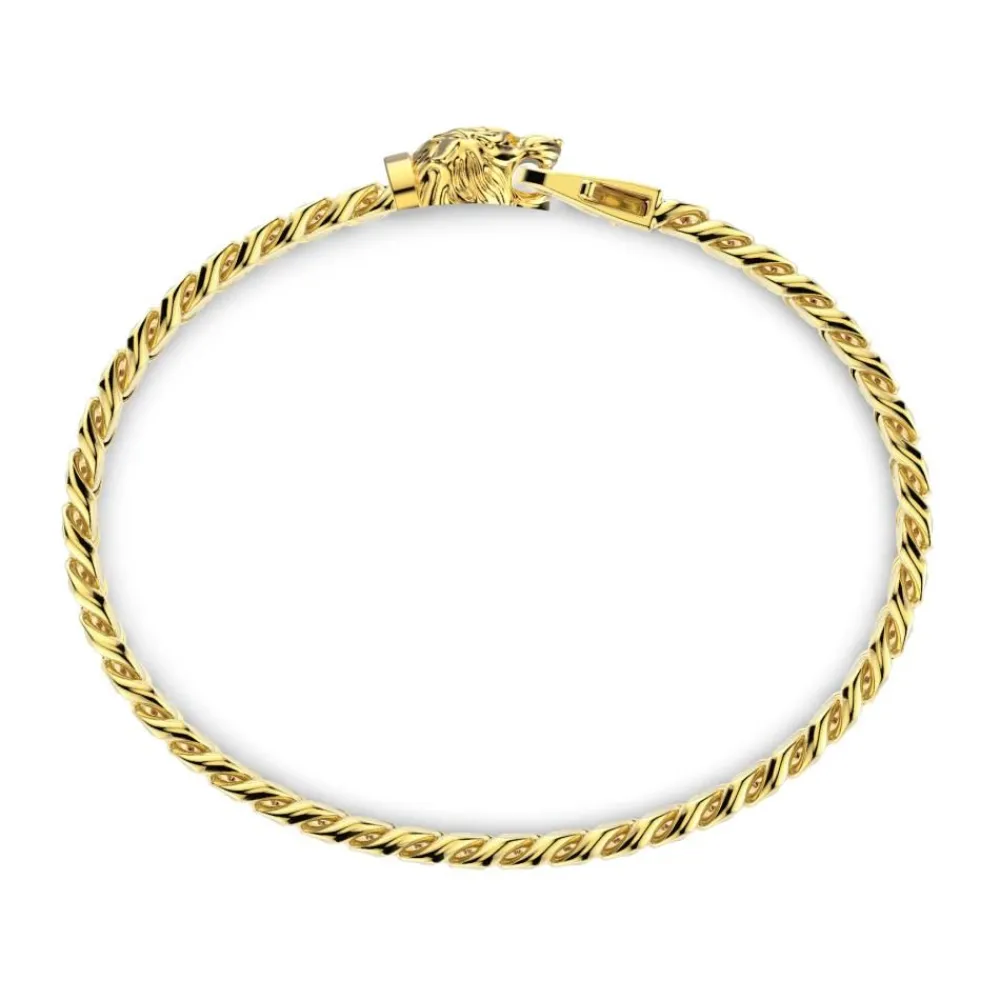 Hot Zancan Silver Curb Chain Bracelet With Tiger Head Closure. Bracelets