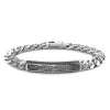 New Zancan Silver Curb Chain Bracelet With Tag And Black Stones. Bracelets