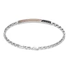 Flash Sale Zancan Silver Curb Chain Bracelet With Tag And Rose Gold Inserts And Black Stones. Bracelets