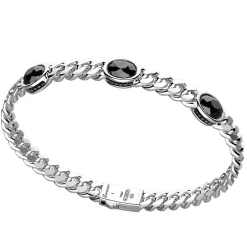 Sale Zancan Silver Curb Chain Bracelet With Onyx Stones. Bracelets