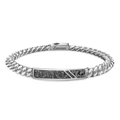 Fashion Zancan Silver Curb Chain Bracelet With Tag And Black Stones. Bracelets