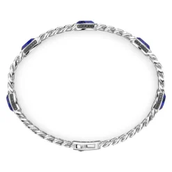 Cheap Zancan Silver Curb Chain Bracelet With Blue Stones. Bracelets