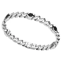 Best Sale Zancan Silver Curb Chain Bracelet With Black Stones. Bracelets