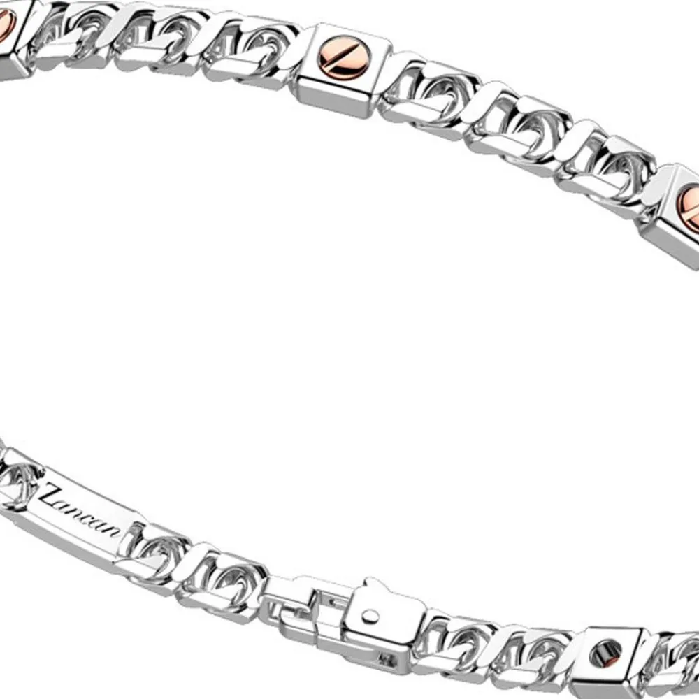Outlet Zancan Silver Curb Chain Bracelet With Rose Gold Screws. Bracelets