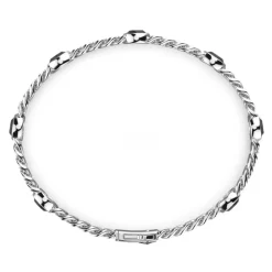 Best Zancan Silver Curb Chain Bracelet With Black Stones. Bracelets